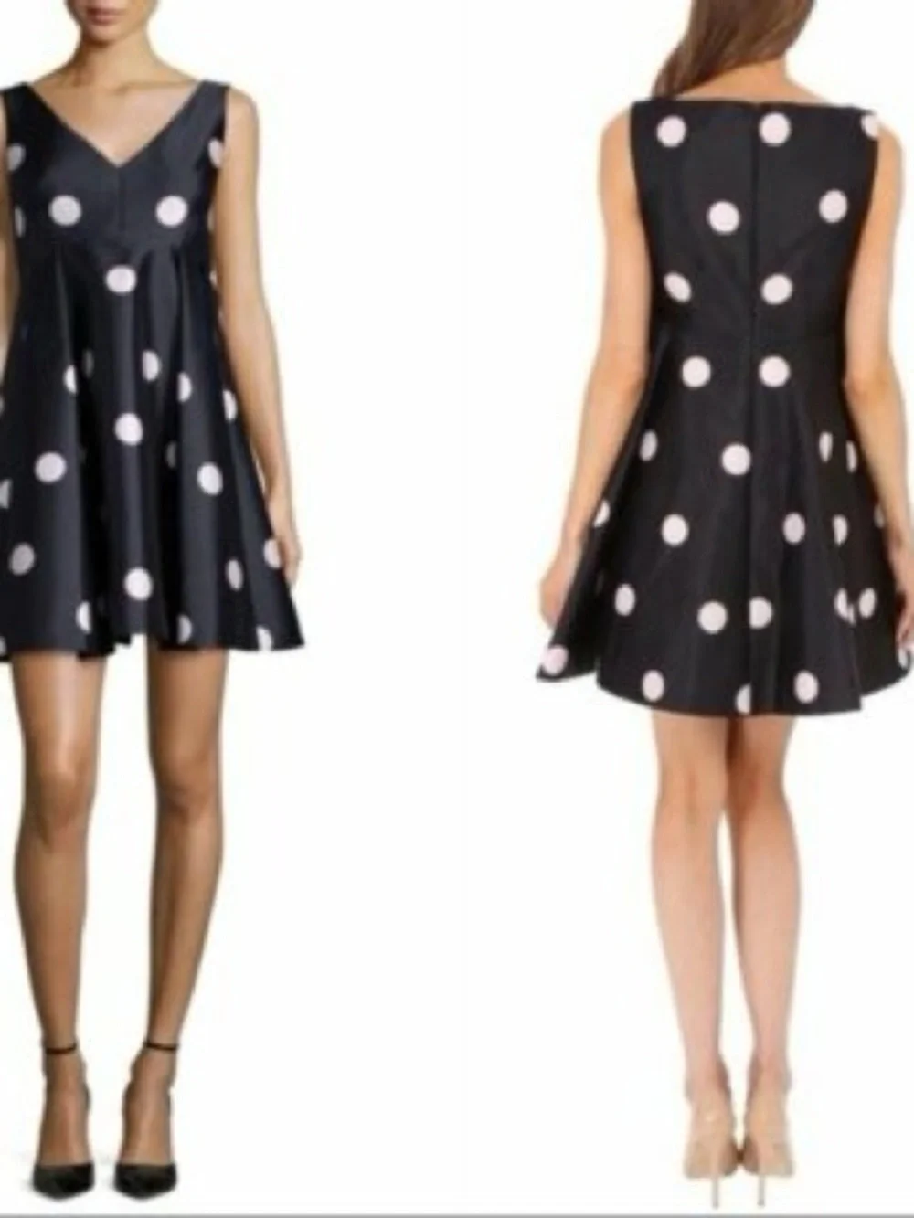 kate spade Black Midi Dress with Pink Polka Dots Size 8